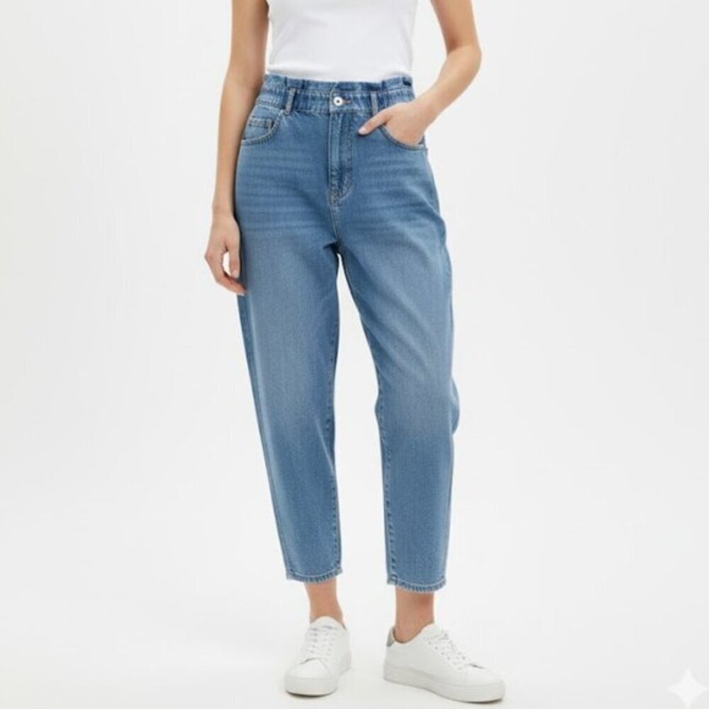 PILCRO Petite Light Wash Women's High-Rise Relaxed Tapered Jeans Size 27